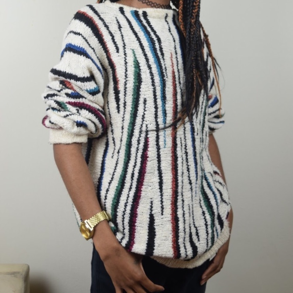 Knit 90s Sweater/ Zebra Print